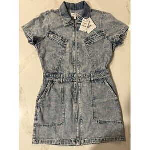 Pistola Brix Aviator Cotton Mini Dress Denim Jean Meridien Size Large NWT